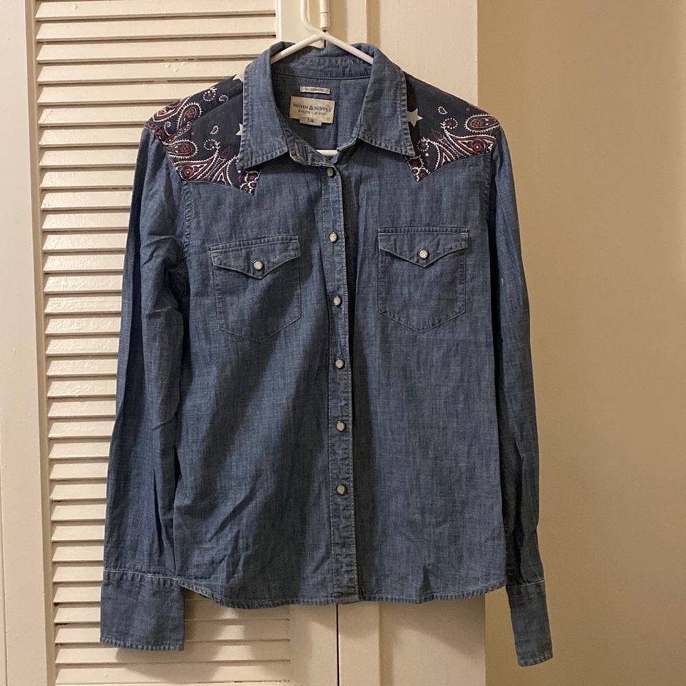 Denim & Supply Ralph Lauren denim cowgirl button up blouse.